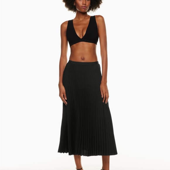 Babaton Dresses & Skirts - Babaton Acclaim Skirt Pleated Satin Black Midi Skirt ARITZIA